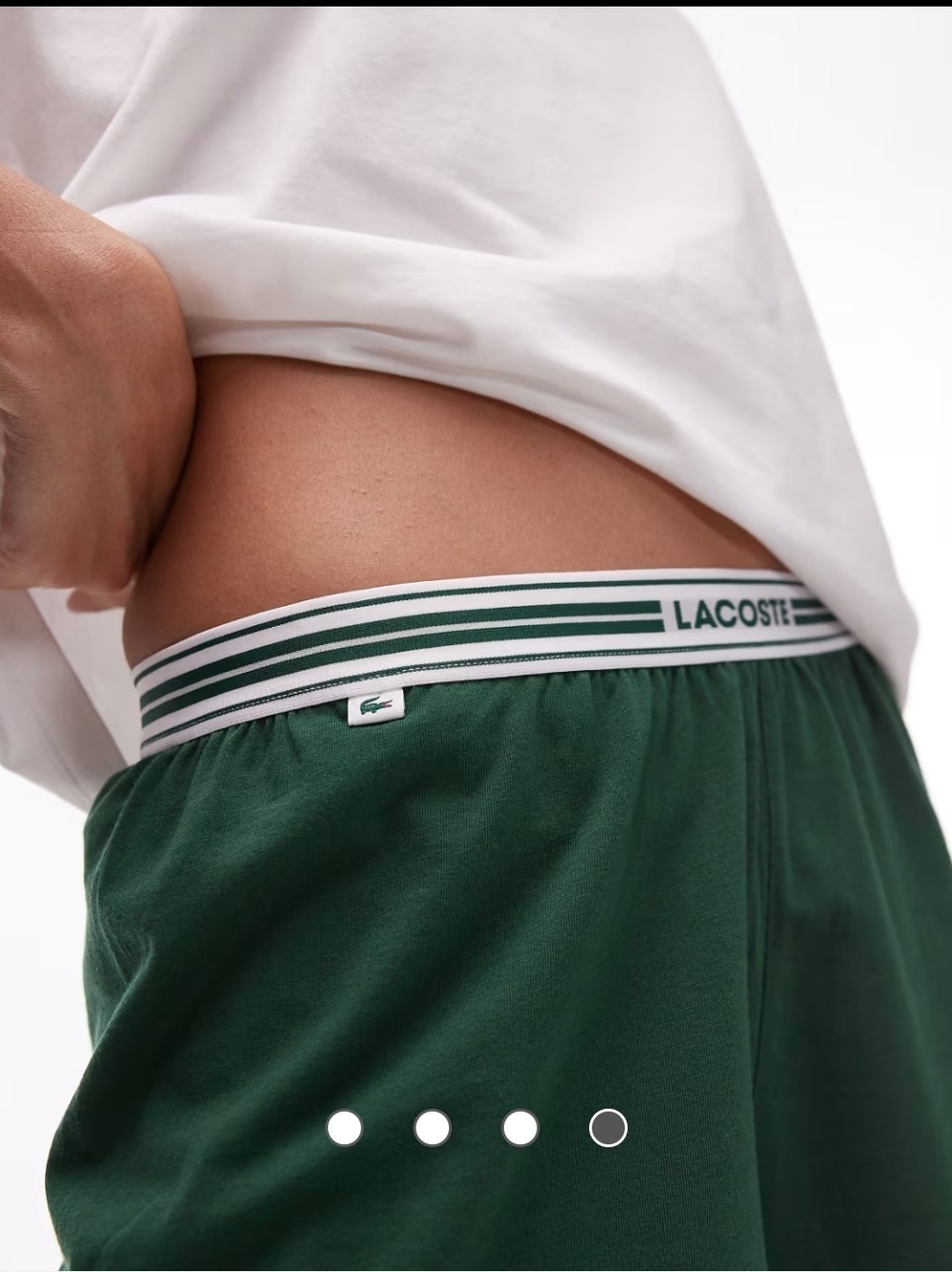 Lacoste Dark Green Cotton Pajamas Shorts with Striped Waistband